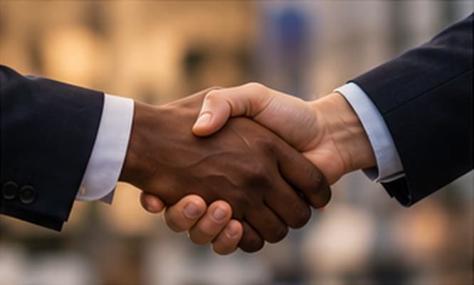 Poignée de main entre partenaires d'affaires